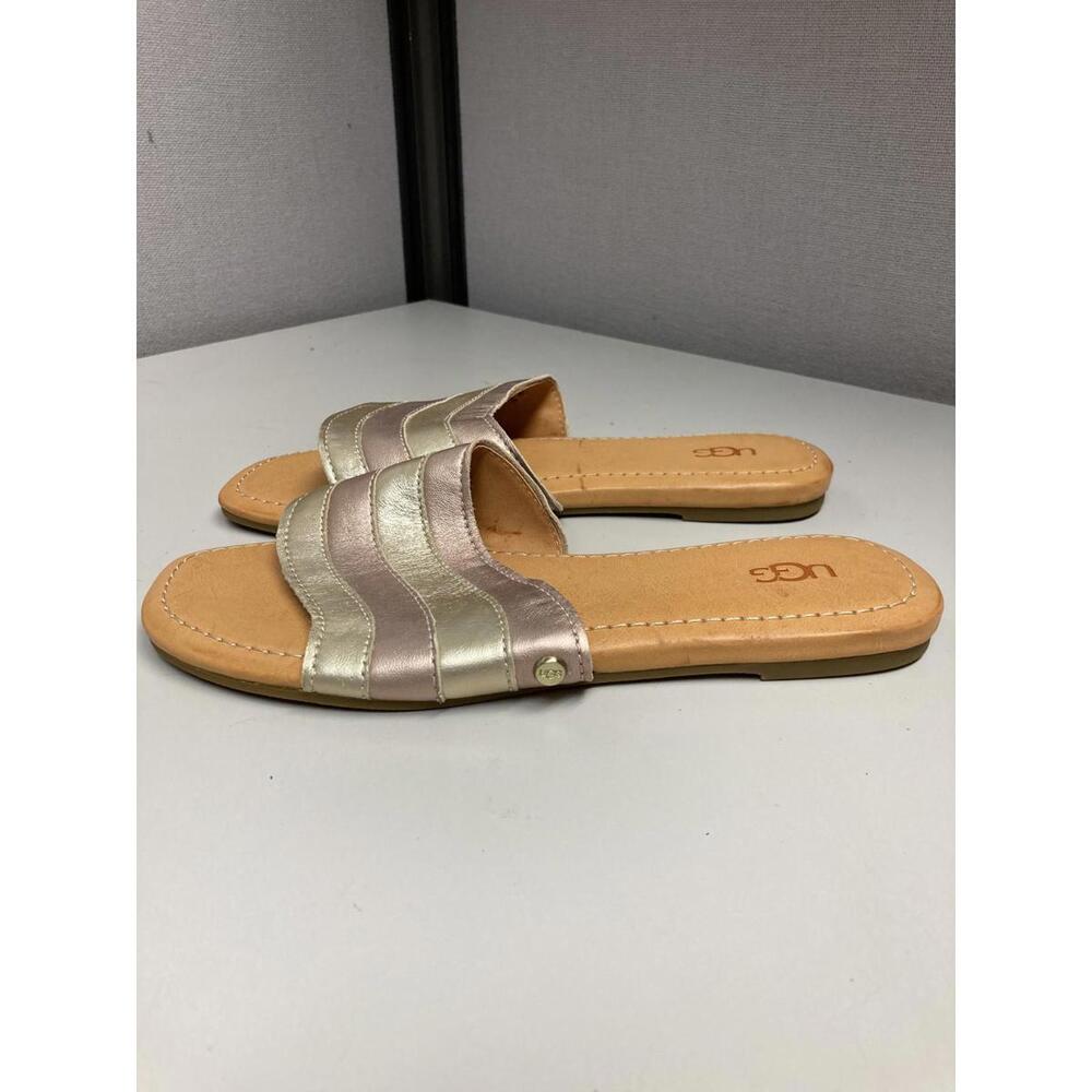 UGG Metallic Gold and Rose Slide Sandals